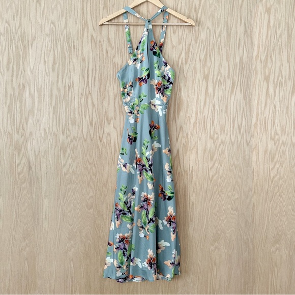ASTR Sandrine Floral Halter Dress in Sage Orange Floral - Picture 6 of 16